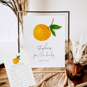 Little Cutie Wishes for Baby Editable Template, Little Cutie on the Way Baby Shower Game, Orange Wishes for Baby, Instant Download 135