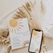 First Trip Around the Sun Birthday Invitation Editable, Sunshine 1st Birthday Invite, Boho Sun Birthday Neutral, Printable Template 931