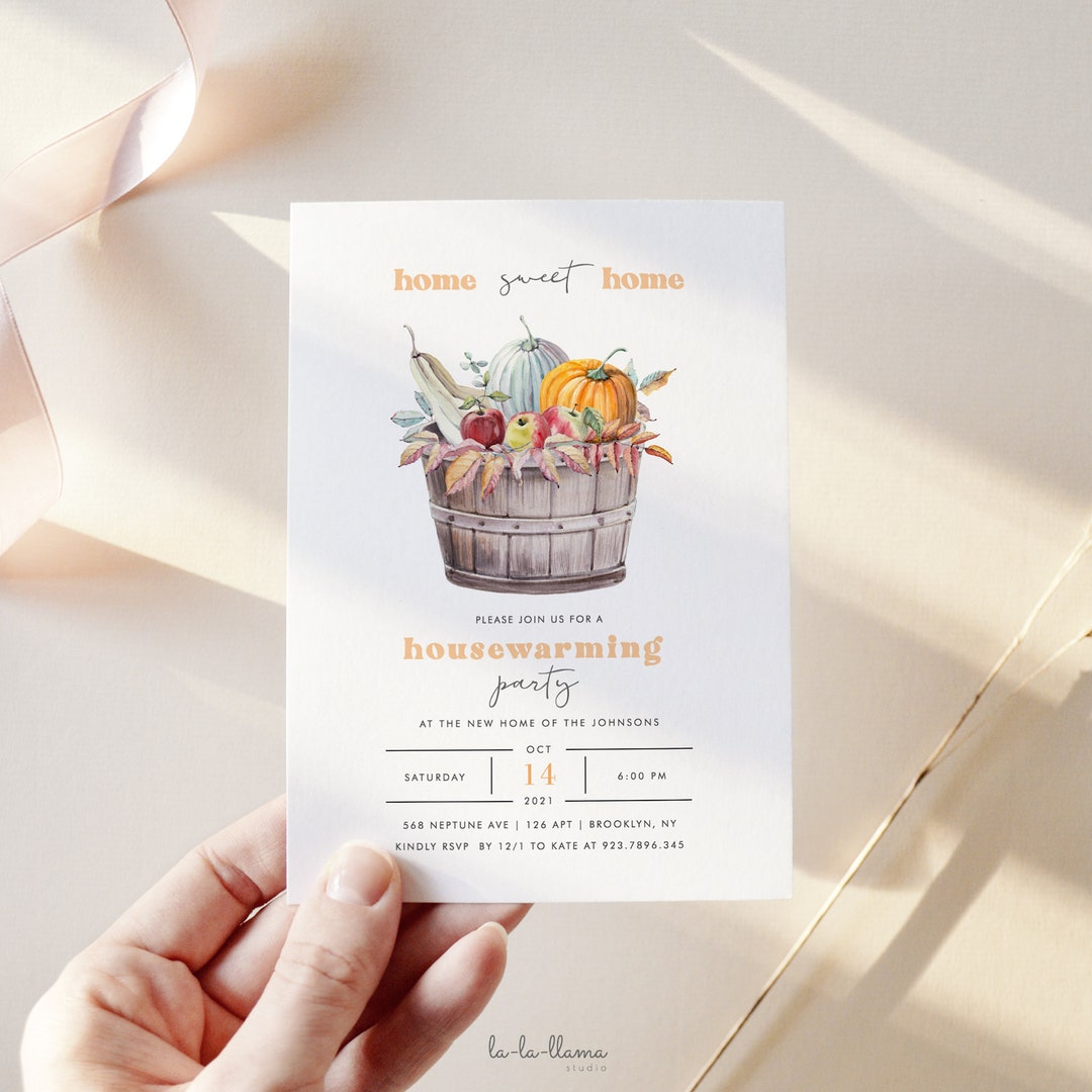 Pumpkin Housewarming Invitation Template Fall Open House Etsy