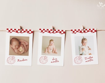 Slice of Fun Photo Banner: Pizza 1st Birthday Monthly Milestone (Editable Digital Download 101)