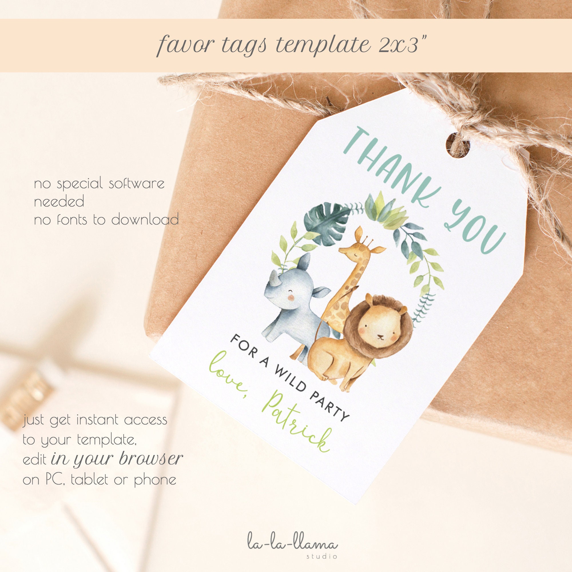 Editable Fairy Favor Tags Enchanted Forest Birthday Thank you tags Lab -  Design My Party Studio