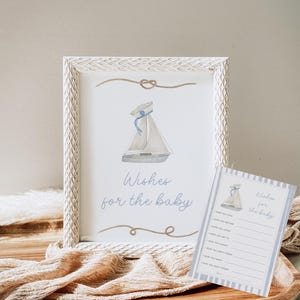 Nautische Babypartywünsche bearbeitbare Schildkarte, Sailor-Wünsche für das Baby, ahoi, es ist ein Jungen-Baby an Bord von Vorlagen Digitaler Download 362