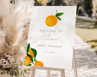 Little Cutie Baby Shower Welcome Sign: Citrus theme (Editable Template Download 135)