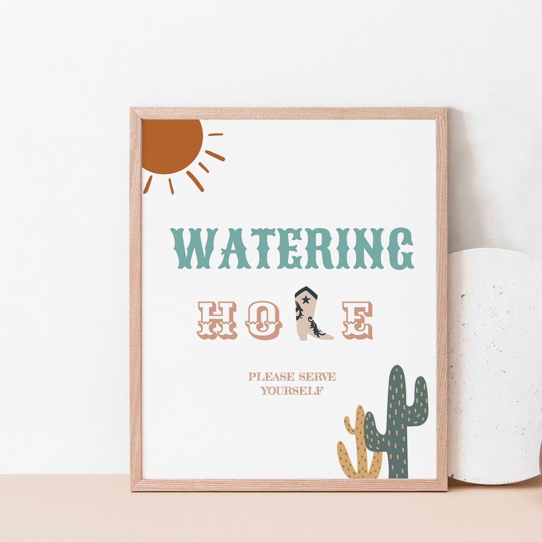Western Watering Hole Sign Printable, Cowboy Birthday Water Table Sign, Ranch Party Table Sign ...