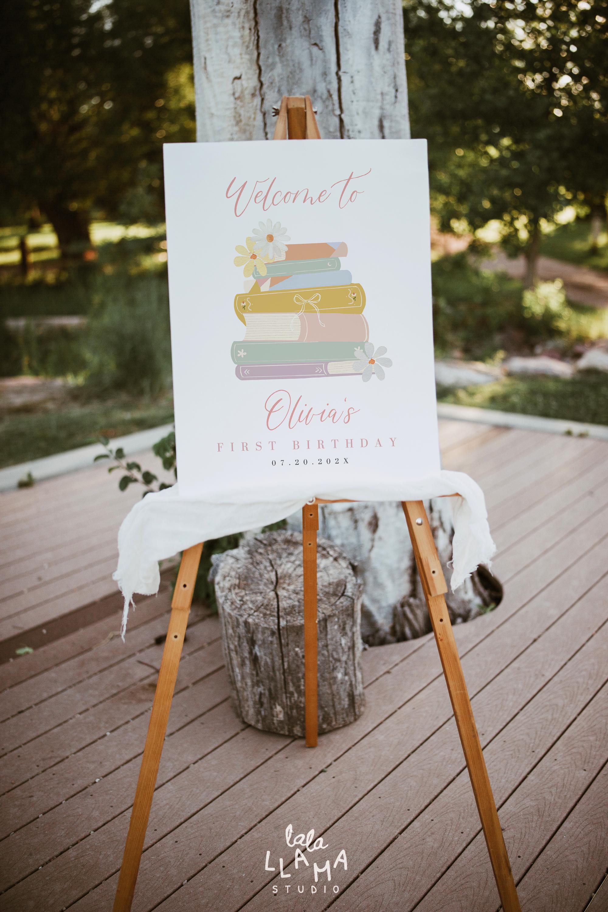 First Chapter Welcome Sign Storybook Birthday Welcome Sign, Book Theme Party Poster, First Chapter ...
