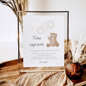 Bear Time Capsule Template, Teddy Bear First Birthday Party, Beary ...