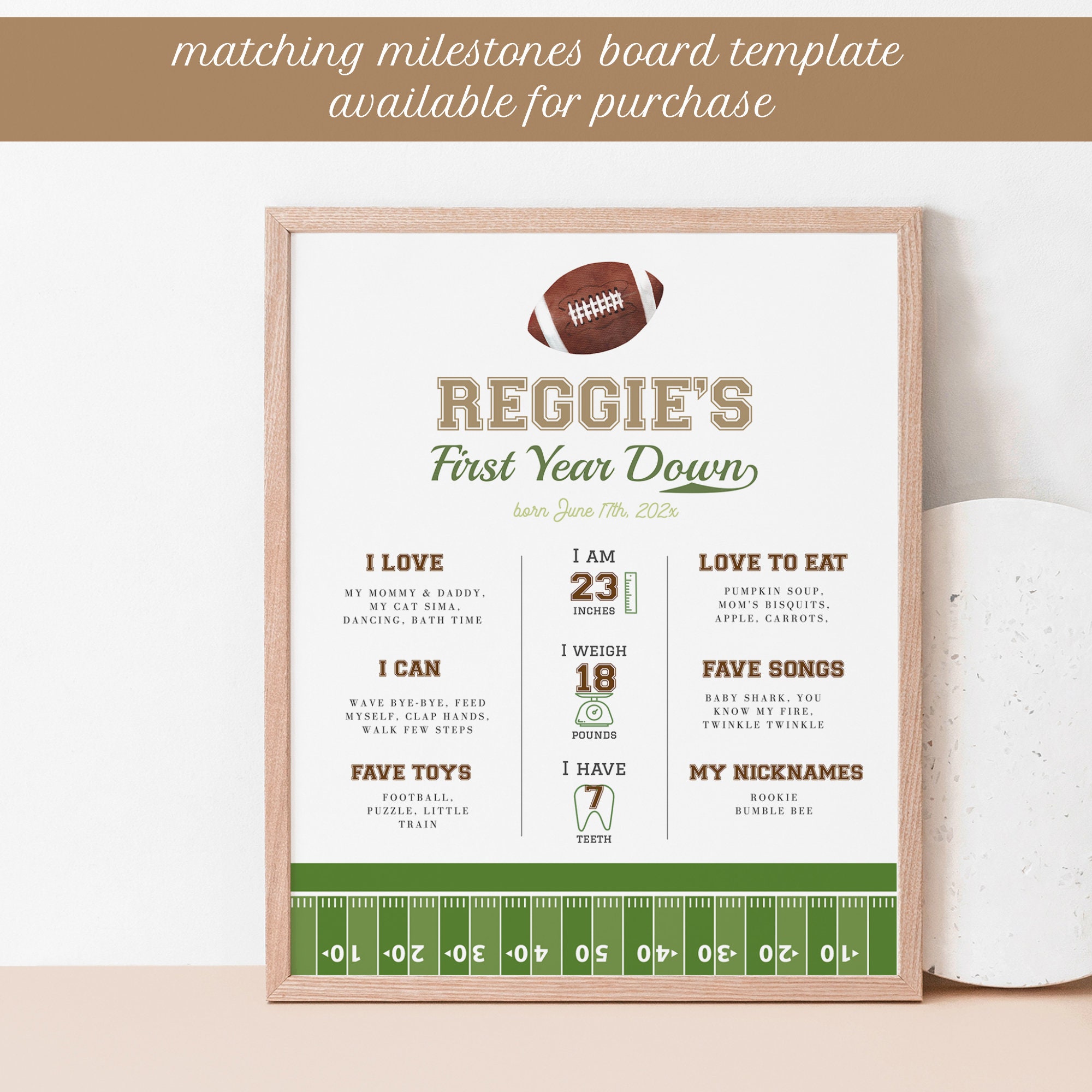 Football Leave Autograph Sign Printable: First Year Down Guest Book ...