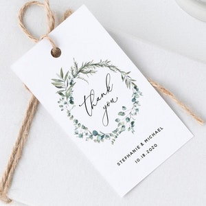 Greenery Favor Tag Template, Boho Wedding Favor Tag Printable Thank You Favor Tag Download, Personalized Favor Tags for Wedding, #007