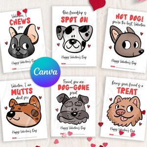EDITABLE Dog Valentine&#39;s Day Cards, Classroom Valentine&#39;s Day Cards for Kids, Puppy Valentine&#39;s Day Gift Tags, Instant Download, #V21