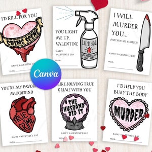 EDITIERBARE Valentinstagskarten, True Crime Junkie, Valentinstag, Geschenkanhänger, Sofort Download, #V21