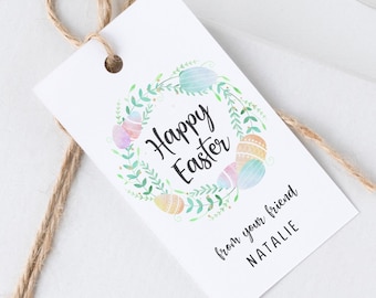 Printable Easter Egg Hunt Favor Tag, Happy Easter Gift Tag, Editable Easter Classroom Treat Tag, Instant Download, Templett, #EAS