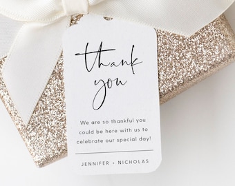 Wedding Favor Tag Template, Minimalist Wedding Favor Tag, Printable Thank You Favor Tag Download, Editable Favor Tags, Templett, #012