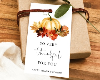 Thankful Gift Tag, Thankful for You Tag, Printable Friendsgiving Favor Tag, Fall Favor Tag Download, Editable Favor Tags, Templett, #TG1