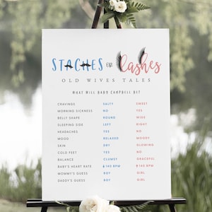 Staches or Lashes Gender Reveal Old Wives Tales Game, Old Wives Tales Gender Prediction Game, Baby Gender Guessing Game, Templett, #GR3