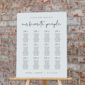 Our Favorite People Seating Chart Template, Modern Wedding Seating Chart Poster, Printable Wedding Seating Chart Download, Templett, #021
