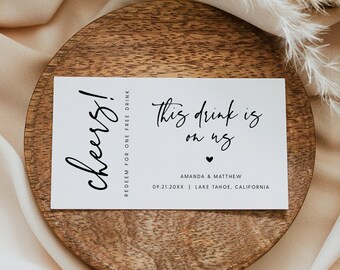 Wedding Drink Ticket Template, Free Drink Ticket, Wedding Drink Token, Printable Drink Tickets for Wedding, Instant Download, Templett, #016