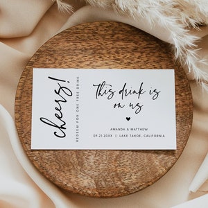 Plantilla de boleto de bebida de boda, boleto de bebida gratis, ficha de bebida de boda, boletos de bebida imprimibles para la boda, descarga instantánea, Templett, #016