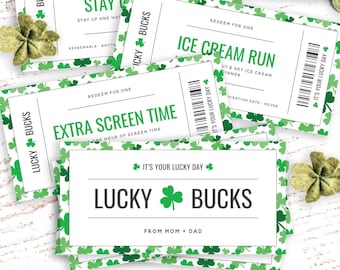 St. Patrick's Day Kids Coupon Book, Printable Coupon Book for Kids, Reward Coupons for Kids, Editable Kids Coupon Book, Templett, #SPD