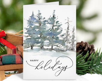 Editable Christmas Card Template, 5x7" Happy Holidays Greeting Card, Printable Christmas Cards, Folded Christmas Card Download, Templett