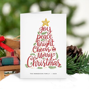 Folded Christmas Card Template, 5x7 Happy Holidays Greeting Card, Printable Christmas Cards, Editable Christmas Card Download, Templett image 1