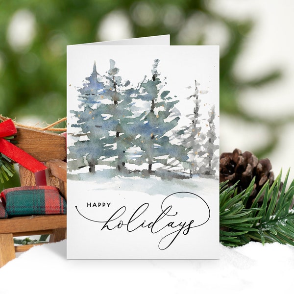 Editable Christmas Card Template, 5x7" Happy Holidays Greeting Card, Printable Christmas Cards, Folded Christmas Card Download, Templett