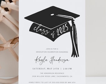 Graduation Party Invitation Template, Printable Graduation Party Invitation, Editable Graduation Party Invitation Download, Templett