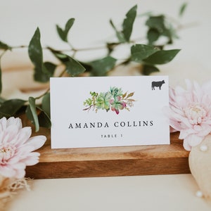 Tarjetas de lugar de boda suculentas, plantilla de tarjetas de lugar de boda en el desierto, tarjetas de lugar de boda imprimibles, descarga instantánea, Templett, #017