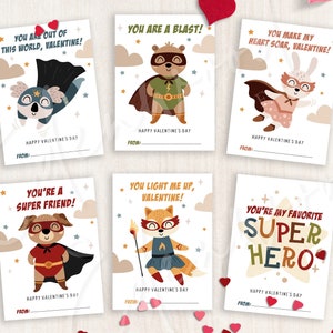 Druckbare Superhelden Valentinstag Karten, Klassenzimmer Valentinstag Karten, Valentinstag Geschenkanhänger, Sofort Download, #V21