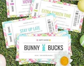 Easter Coupons, Easter Bunny Coupons, Printable Easter Egg Coupons for Kids, Editable Kids Coupon Book, Instant Download, Templett