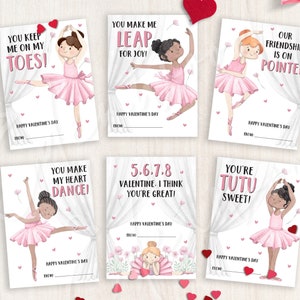 Ballerina Tanz Valentinstag Karten, Klassenzimmer Valentinstag Karten, Valentinstag Geschenkanhänger, Sofort Download, #V21