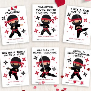 Ninja Valentinstag Karten, Klassenzimmer Valentinstag Karten, Valentinstag Geschenkanhänger, Sofort Download, #V21