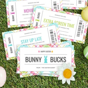 Easter Coupons, Easter Bunny Coupons, Printable Easter Egg Coupons for Kids, Editable Kids Coupon Book, Instant Download, Templett image 1
