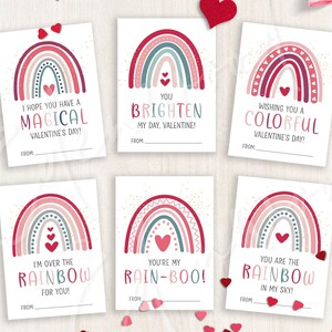 Regenbogen Valentinstag Karten zum Ausdrucken, Klassenzimmer Valentinstag Karten, Valentinstag Geschenkanhänger, Sofort Download, #V21