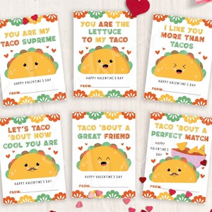 Cartões de Dia dos Namorados de Taco para Imprimir, Cartões de Dia dos Namorados para Sala de Aula para Crianças, Etiquetas de Presente de Dia dos Namorados, Download Instantâneo, #V21