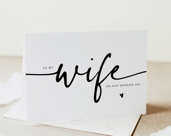 Aan mijn bruid op onze trouwdagkaart, aan mijn vrouwkaart, afdrukbare trouwdagnotitiekaart, bewerkbare notitiekaart, Instant Download, Templett