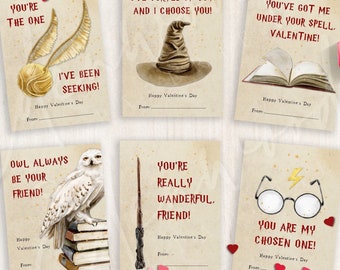 Printable Wizard Valentine's Day Cards, Classroom Valentine's Day Cards for Kids, Valentine's Day Gift Tags, Instant Download, #V21
