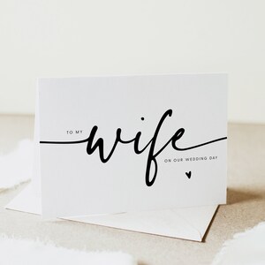 Para minha noiva no cartão do dia do casamento, cartão para minha esposa, cartão de nota para o dia do casamento para impressão, cartão de nota editável, download instantâneo, Templett