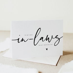À mes beaux-parents le jour de mon mariage, carte à mes beaux-parents, carte de note imprimable le jour du mariage, carte de note modifiable, téléchargement instantané, Templett