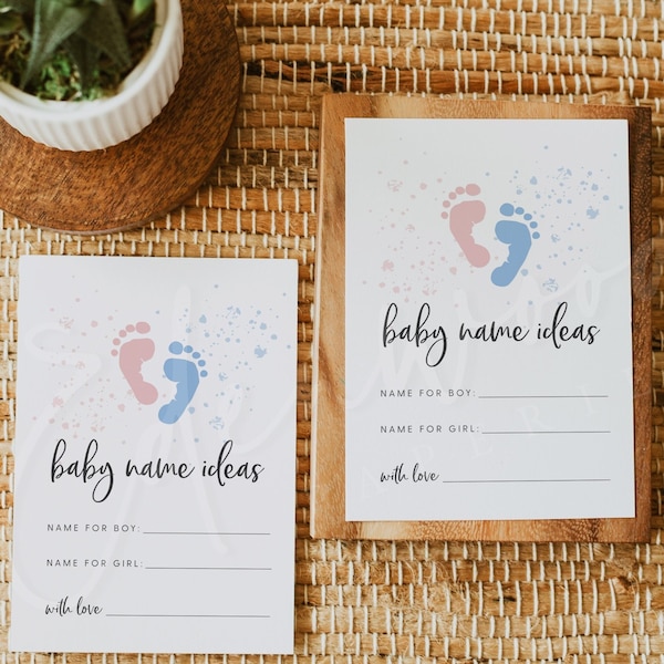Baby Name Suggestion Card, Gender Reveal Baby Name Suggestion Card Template, Gender Neutral Baby Shower Game Download, Templett, #GR1
