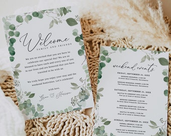 Wedding Weekend Timeline, Welcome Letter & Timeline Printable, Wedding Weekend Order of Events Template, Instant Download, Templett, #002