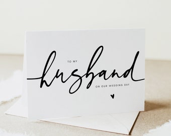 Aan mijn bruidegom op onze trouwdagkaart, aan mijn mankaart, afdrukbare trouwdagnotitiekaart, bewerkbare notitiekaart, Instant Download, Templett