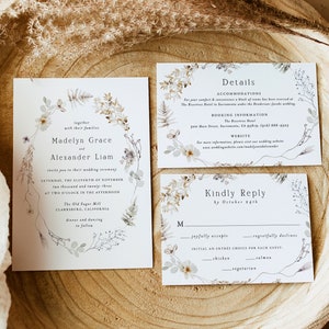 Elegant Wedding Invitation Suite Template, Minimalist Wedding Invitation Set, Printable Wedding Invitation Suite Download, Templett, #008