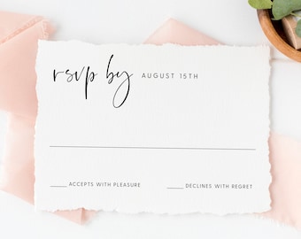 Simple Wedding RSVP Reply Enclosure Card Template, Modern Minimalist Wedding RSVP Card, Printable RSVP Card Templett Download, #012