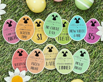 Easter Egg Tokens, Editable Easter Egg Coupons, Printable Easter Egg Coupons for Kids, Easter Coupons for Kids, Instant Download, Templett