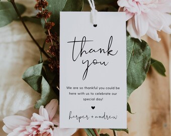 Simple Wedding Favor Tag Template, Minimalist Wedding Favor Tag, Printable Wedding Favor Tag, Editable Thank You Gift Tag, Templett, #021