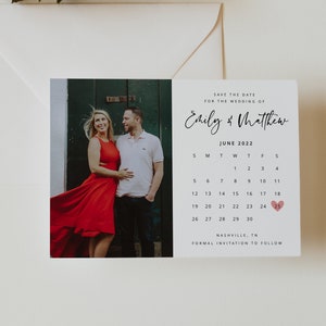 Enregistrer le modèle de calendrier Date, photo enregistrer la date avec le calendrier, imprimable enregistrer la date, modifiable enregistrer le téléchargement de la carte de date, Templett