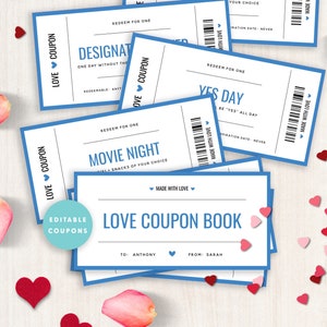 Bearbeitbares Valentinstag Couponbuch für Ihn, druckbare Valentinstag Gutscheine, Valentinstag Geschenk, Valentinstagskarten für Erwachsene, #V21