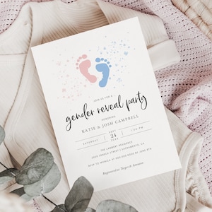 Gender Reveal Invitation Download, Gender Reveal Invitation Template, Couples Baby Shower Invite, Gender Neutral Baby Shower, Templett, #GR1