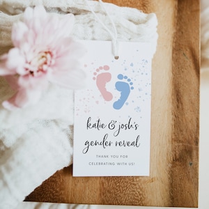 Gender Reveal Favor Tag Template, Printable Gender Reveal Favor Tag, Editable Gender Reveal Thank You Favor Tag, Templett, #GR1