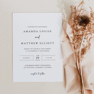 Modern Wedding Invitation Template, Elegant Wedding Invitation Template Download, Simple Wedding Invitation Printable, Templett, #016